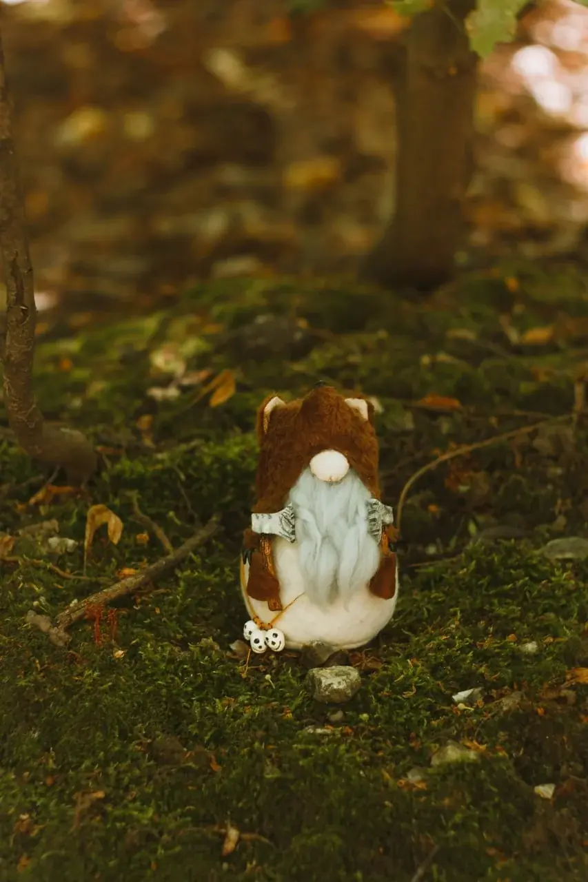 Handmade Gnome Berserker in bear-pelt cloak with axes