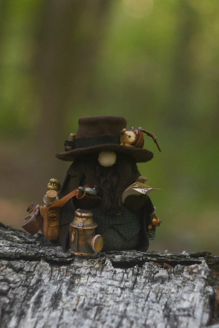 Handmade Gnome Explorer — steampunk adventurer