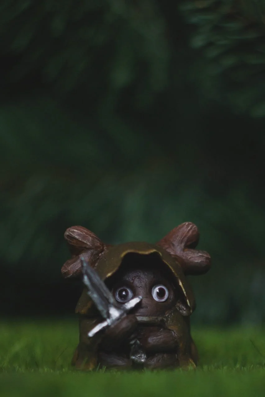 Forest Sprite Aragorn — front view in ranger's hooded cloak, handmade polymer clay