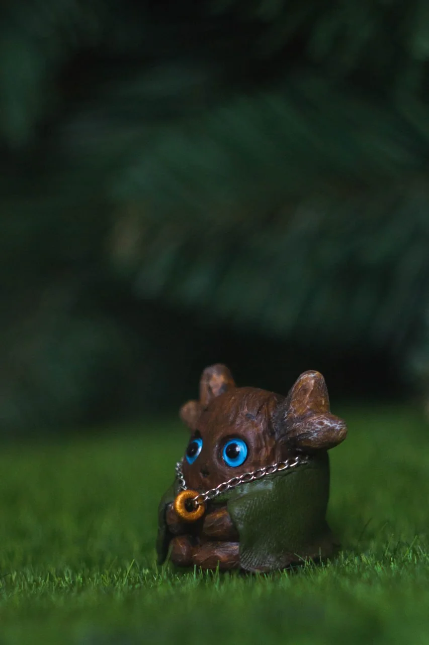 Forest Sprite Frodo — full side view, green cloak and stocky body