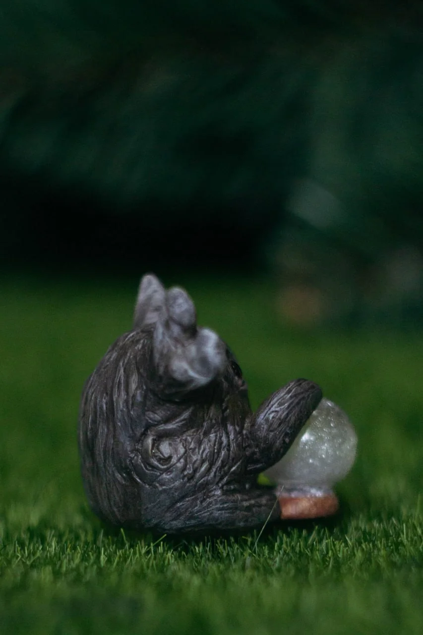 Forest Sprite Oracle — three-quarter back view, detailed bark-textured body