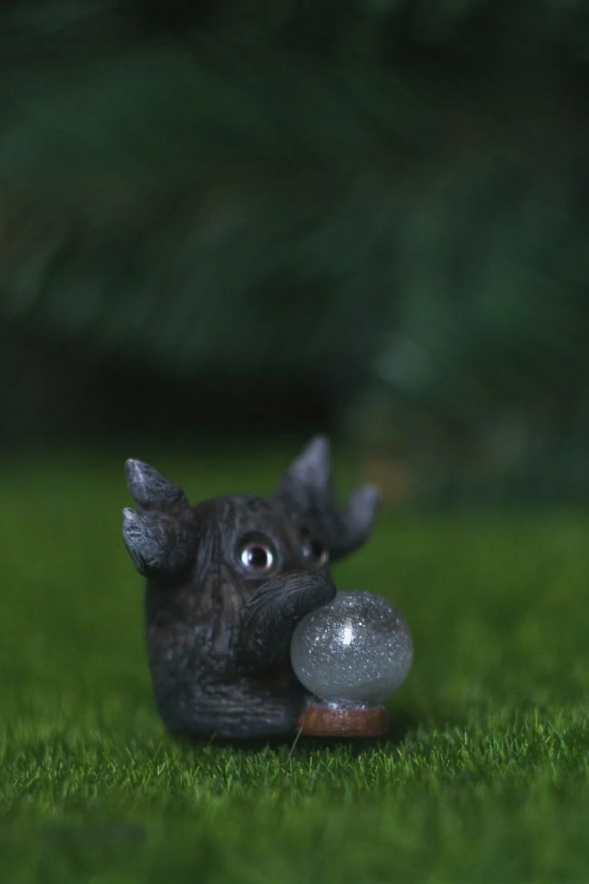 Forest Sprite Oracle — side view, detailed bark-texture body sculpt