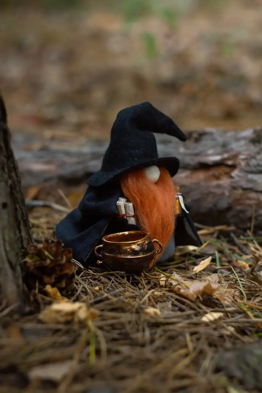 Interior collectible forest gnome figure with ginger beard