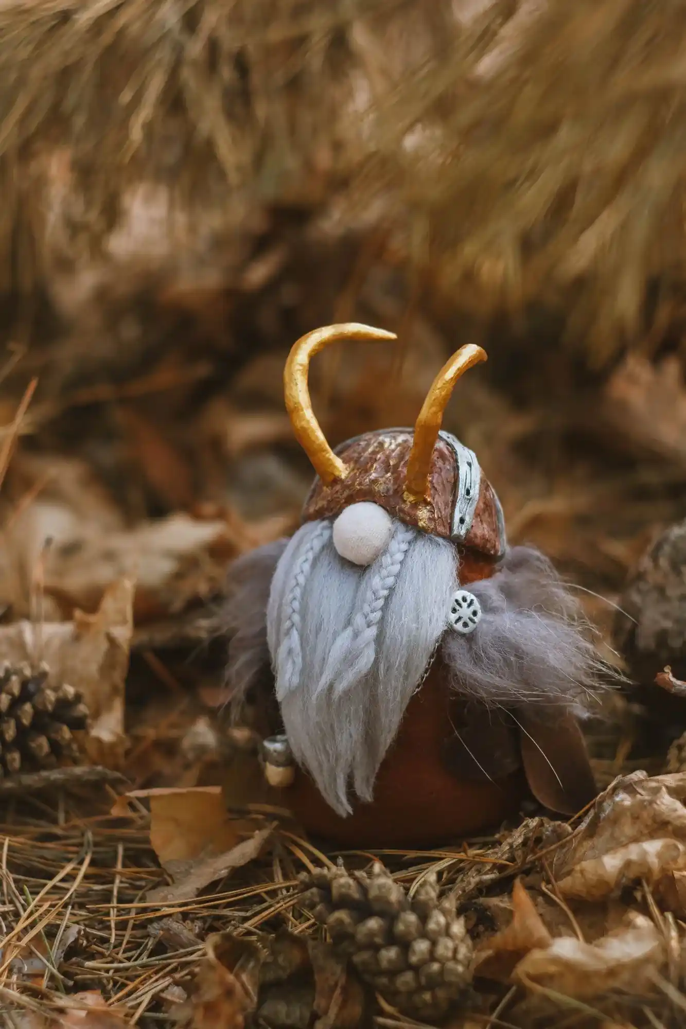 Handmade Gnome Konung — Norse chieftain with drinking horn