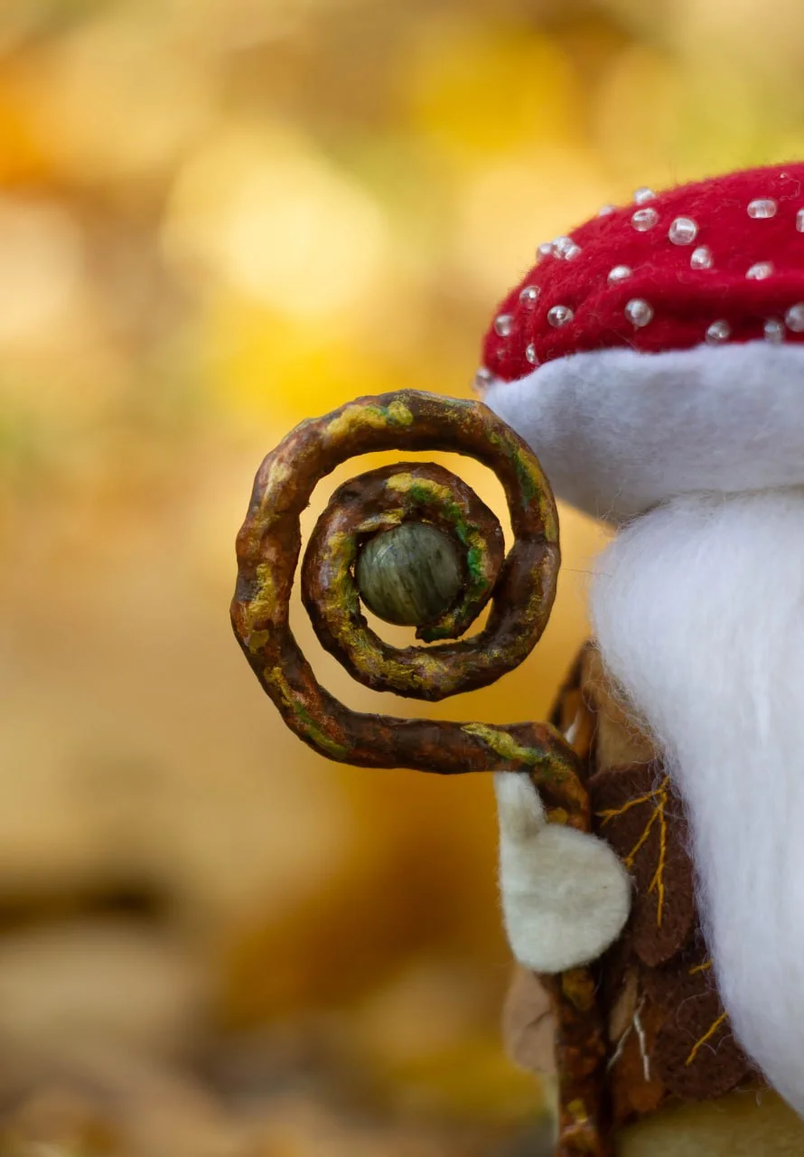 Handmade Scandinavian gnome with magic staff