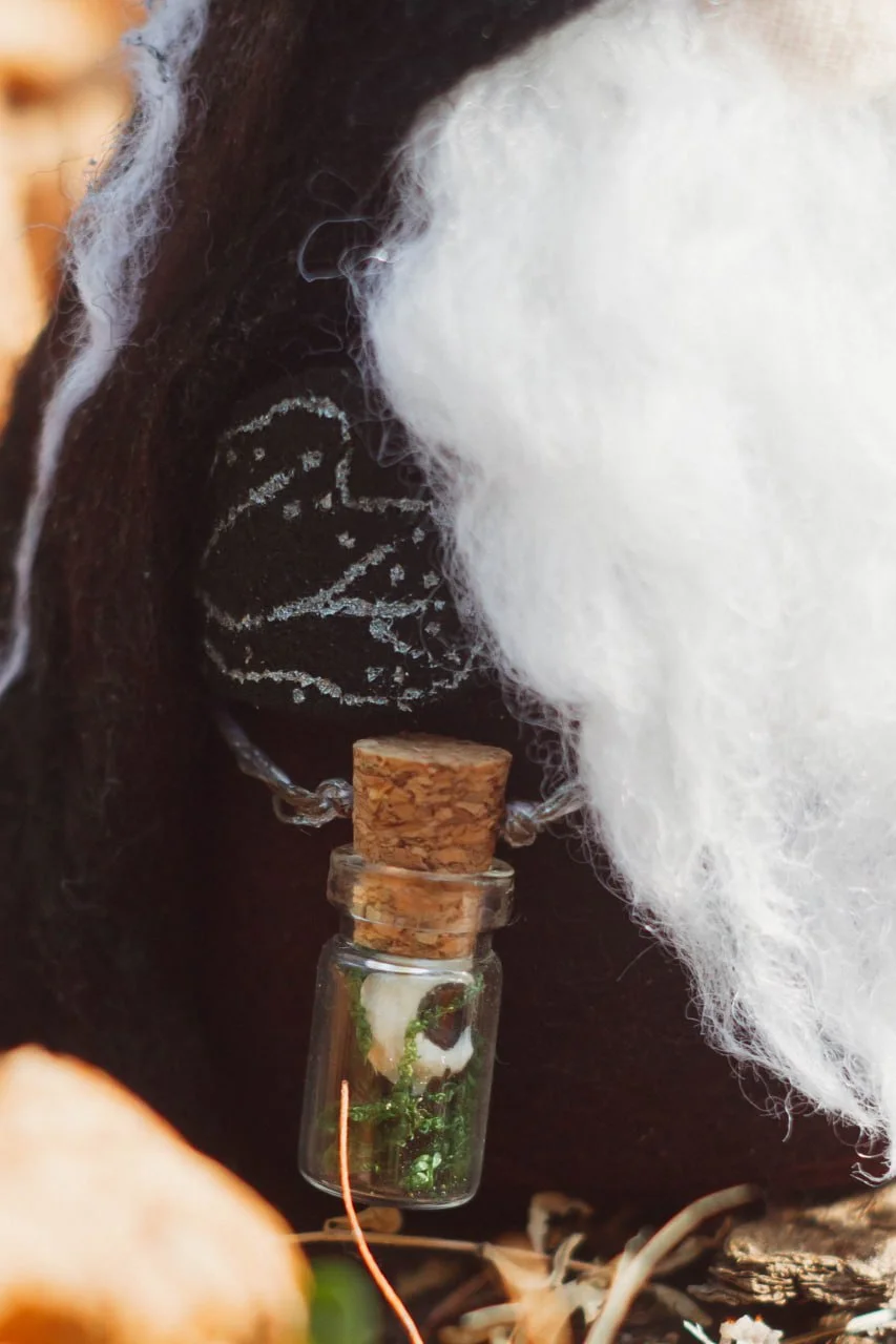 Gnome Raven Shaman — full view in autumn forest