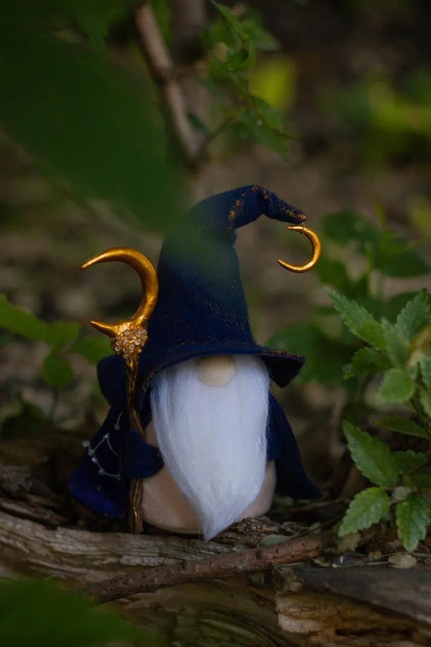 Handmade Gnome Stargazer — celestial fantasy doll