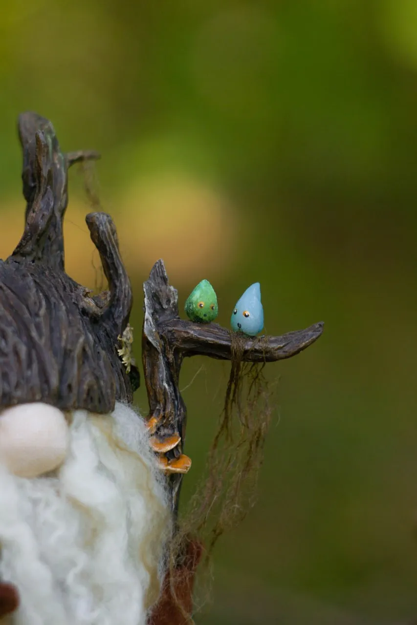 Swamp gnome with will-o'-the-wisps decor