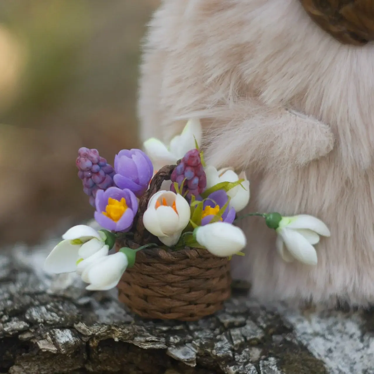 Hare companion of Wood Spirit Ostara's Breath — handmade polymer clay figure, ancient symbol of the spring threshold