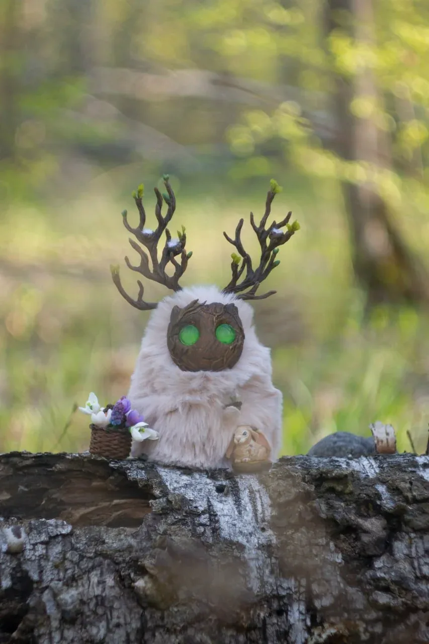 Wood Spirit Ostara\'s Breath — guardian of the Spring Equinox, handmade collectible figurine